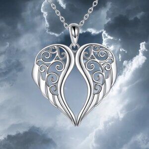 1pc.  Vintage Angel Wing Pendant Necklace
